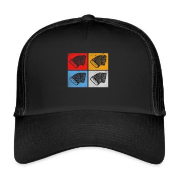 Akkordeon Retro - Trucker Cap - Schwarz/Schwarz - Vorne