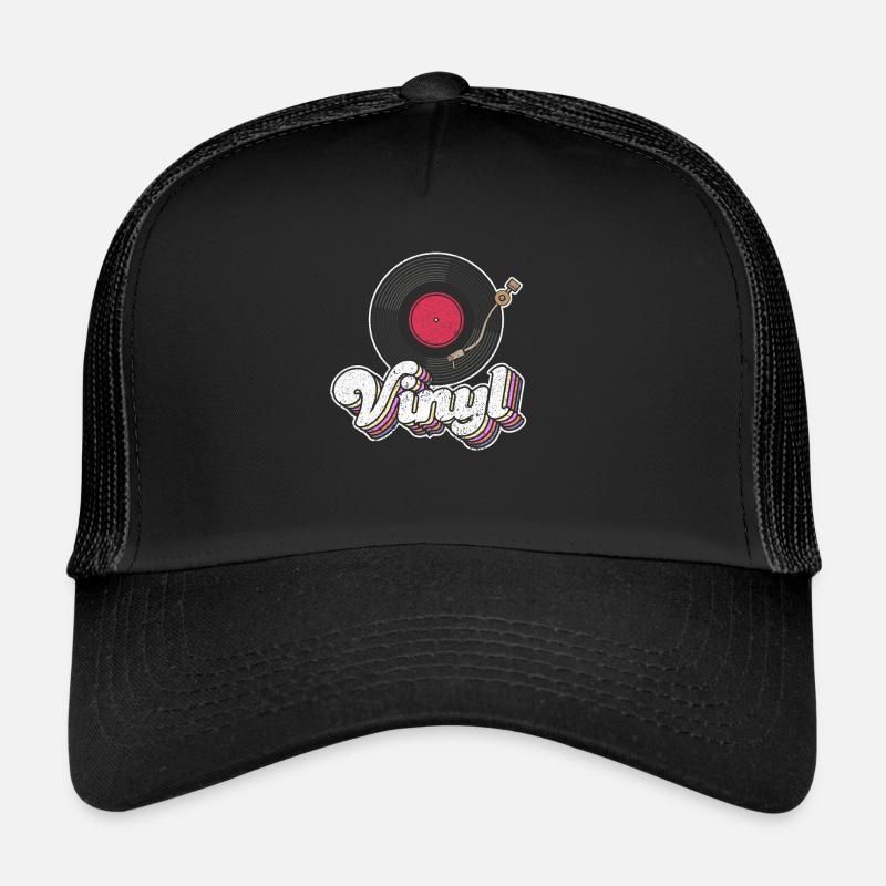 Vinyl Record Turntable Player Lover Cute - Trucker Cap - Schwarz/Schwarz