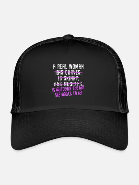 A Real Woman Is Whatever She Wants To Be Feminist - Casquette trucker  - noir/noir - Devant