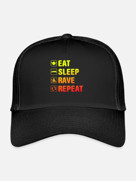 Rave Raver EDM Festival Saying Funny - Trucker Cap - black/black - Front