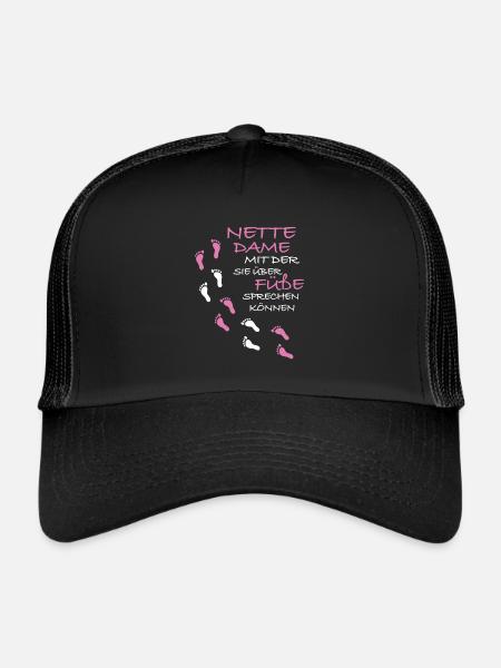 Nette Dame mit der Sie über Füße sprechen - Trucker Cap - Schwarz/Schwarz
