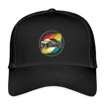 Rally car retro - Trucker Cap - black/black - Front
