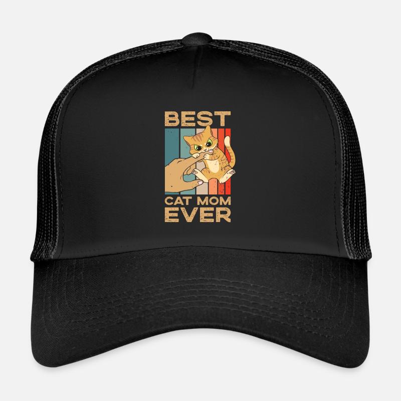 Vintage Best Cat Mom Ever Kätzchen Mutter Katzen - Trucker Cap - Schwarz/Schwarz