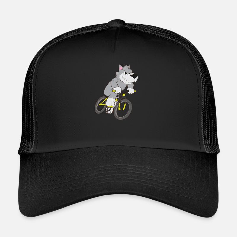 Mountainbike Wolf - Trucker Cap - Schwarz/Schwarz