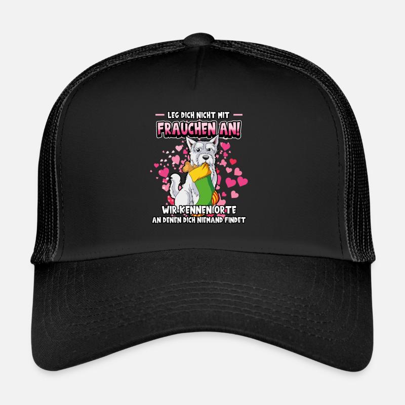 Leg dich nicht mit Frauchen an Yorkshire Terrier - Trucker Cap - Schwarz/Schwarz