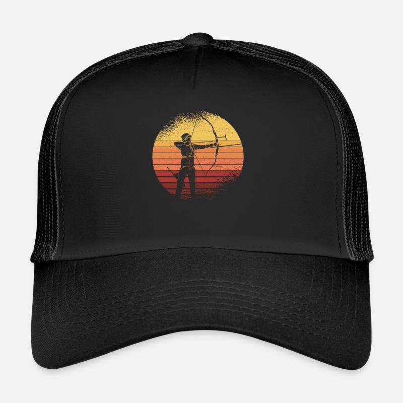 Bogenschießen Vintage Bogenschütze Bogensport - Trucker Cap - Schwarz/Schwarz
