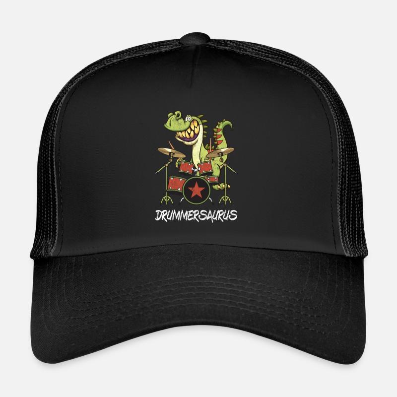 Drummersaurus Drummer TRex Drums Dinosaures - Casquette trucker - noir/noir