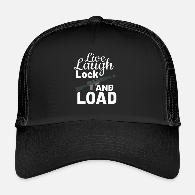 GUN RIGHTS GUN LOVER 2ND AMENDMENT Live Laugh Lock Trucker Cap