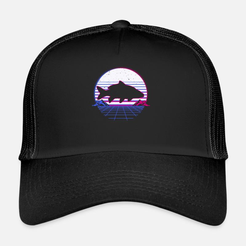 Retro Vintage Retrowave Carp Fish Trucker Cap