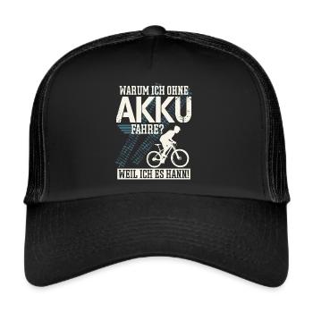 MTB Mountainbike Mountainbiker Spruch - Trucker Cap - Schwarz/Schwarz - Vorne
