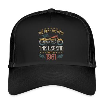 1961 Homme Mythe Légende Rétro Moto Anniversaire - Casquette trucker  - noir/noir - Devant