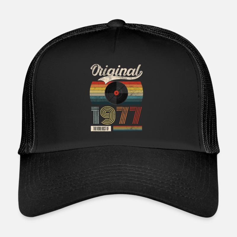 1977 Vintage Geburtstag Gift Tee Retro Style - Trucker Cap - Schwarz/Schwarz