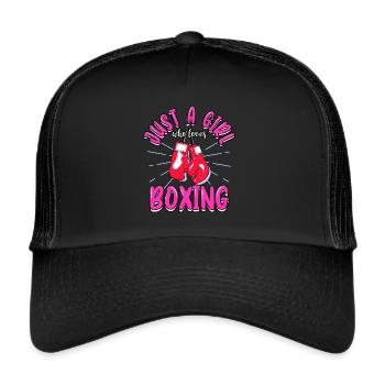 Boxer Just A Girl Who Loves Boxing Sports Kick - Trucker Cap - Schwarz/Schwarz - Vorne