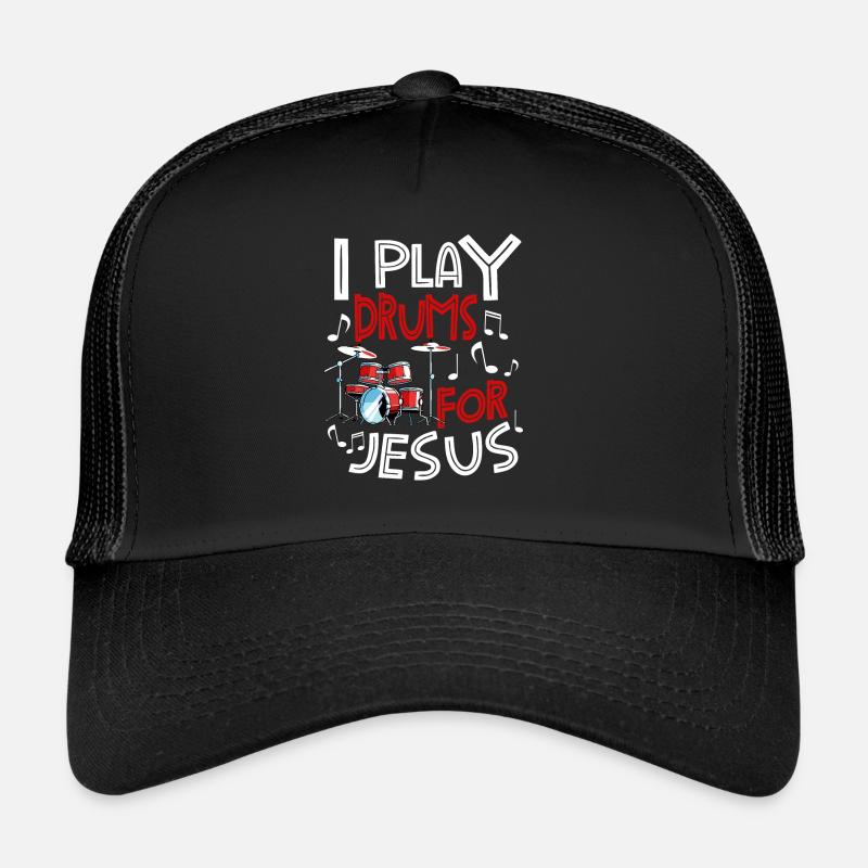 Drum Player Jesus Drum set Pick Jesus Drums Player Trucker Cap