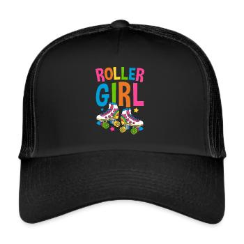 Roller Girl / Inline Skating, Roller Skates - Trucker Cap - black/black - Front