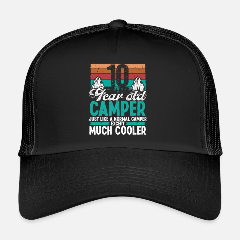 10 Year Old Camper Scouting Camping 10 Birthday Trucker Cap