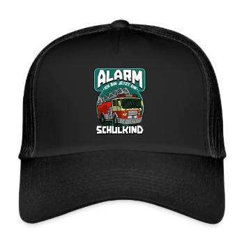 Alarm ich bin jetzt ein Schulkind 1. Klasse - Trucker Cap - Schwarz/Schwarz - Vorne
