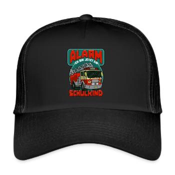 Alarm ich bin jetzt ein Schulkind 1. Klasse - Trucker Cap - Schwarz/Schwarz - Vorne