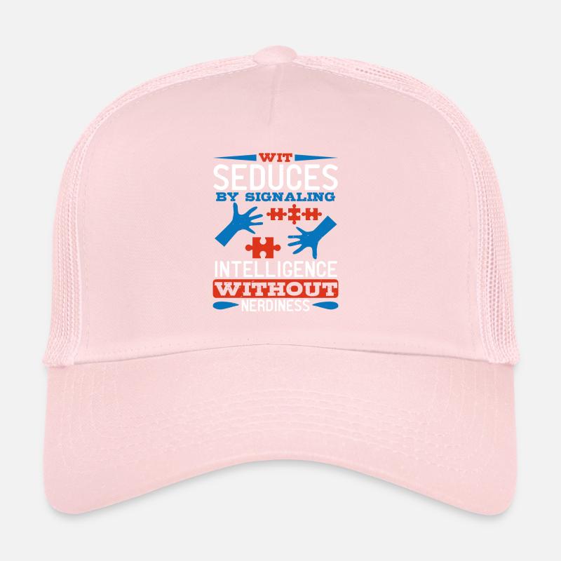 Wit seduces by signaling intelligence without Trucker Cap