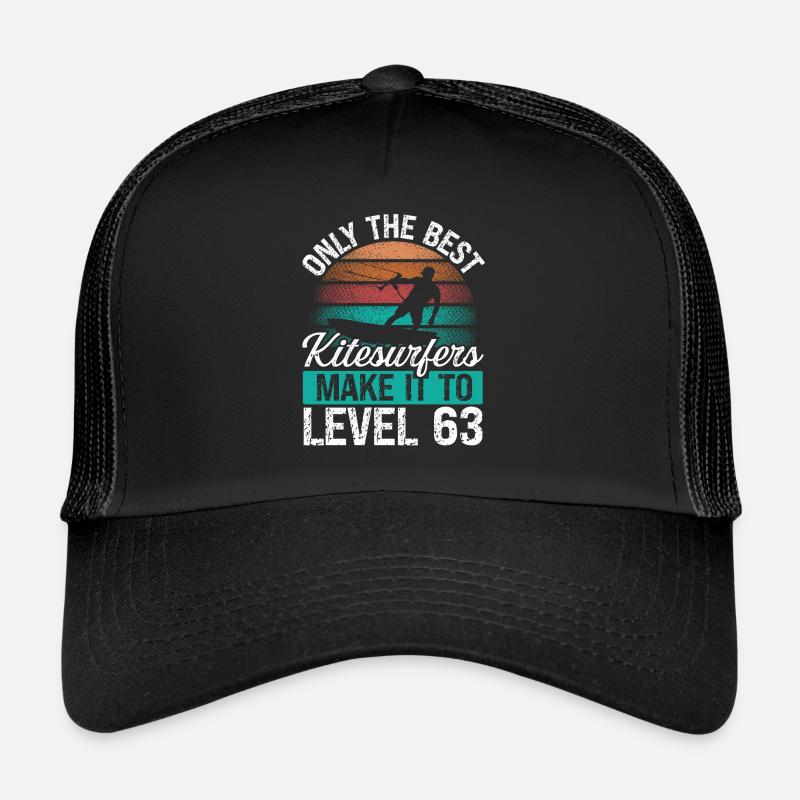 63 Kitesurf Level 63 Year Retro Kiteboarding Trucker Cap