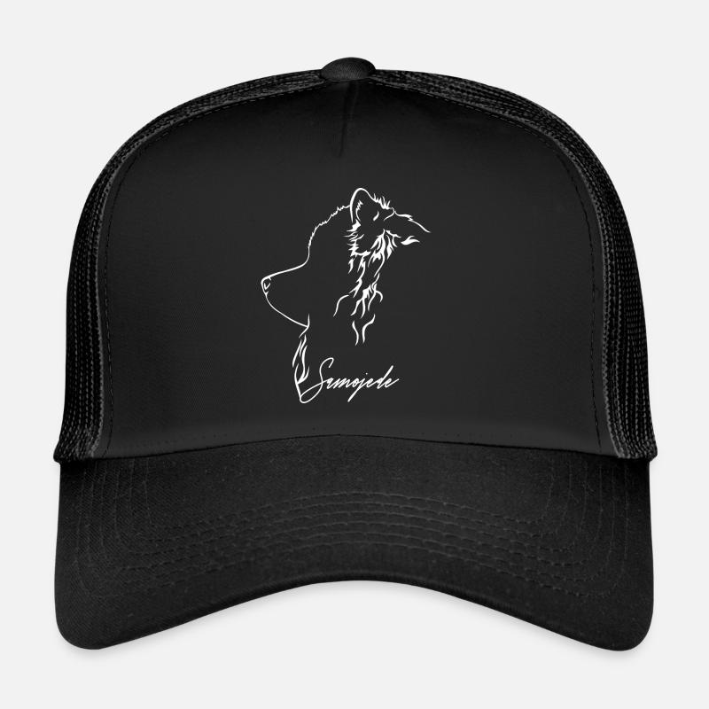 SAMOJEDE Profil Hunde Hund Wilsigns - Trucker Cap - Schwarz/Schwarz