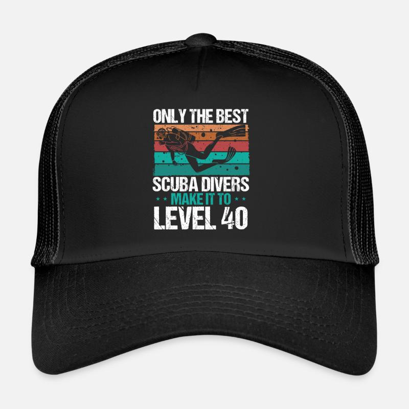 40 Scuba Diving Level 40 Year Diver Snorkeling Trucker Cap