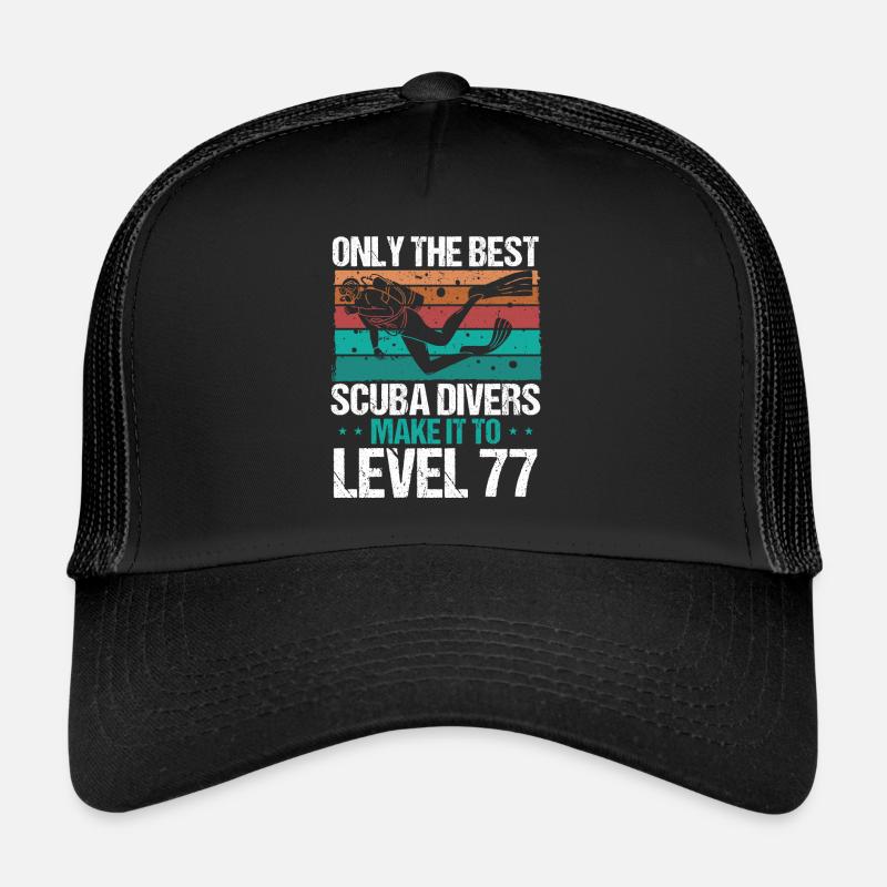 77 Scuba Diving Level 77 Year Diver Snorkeling Trucker Cap