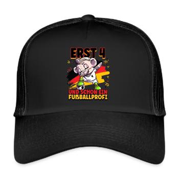 4. Geburtstag Fußballprofi Fußball Kinder - Trucker Cap - Schwarz/Schwarz - Vorne