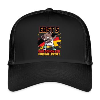5. Geburtstag Fußballprofi Fußball Kinder - Trucker Cap - Schwarz/Schwarz - Vorne