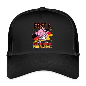 6. Geburtstag Fußballprofi Fußball Kinder - Trucker Cap - Schwarz/Schwarz - Vorne