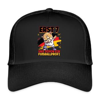 7. Geburtstag Fußballprofi Fußball Kinder - Trucker Cap - Schwarz/Schwarz - Vorne