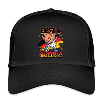 6. Geburtstag Fußballprofi Fußball Kinder - Trucker Cap - Schwarz/Schwarz - Vorne