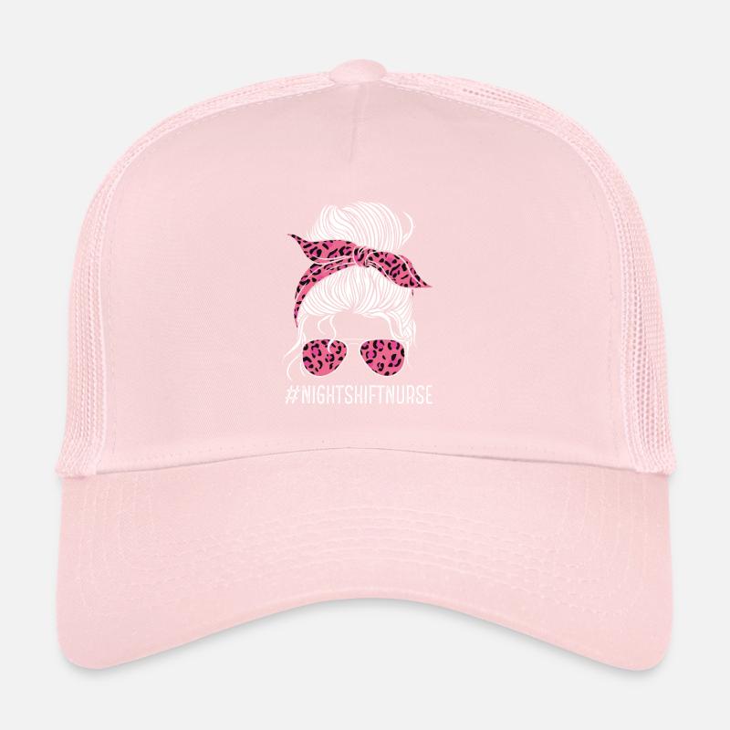 Nurse Night Shift Pink Leopard Nursing RN CNA Trucker Cap