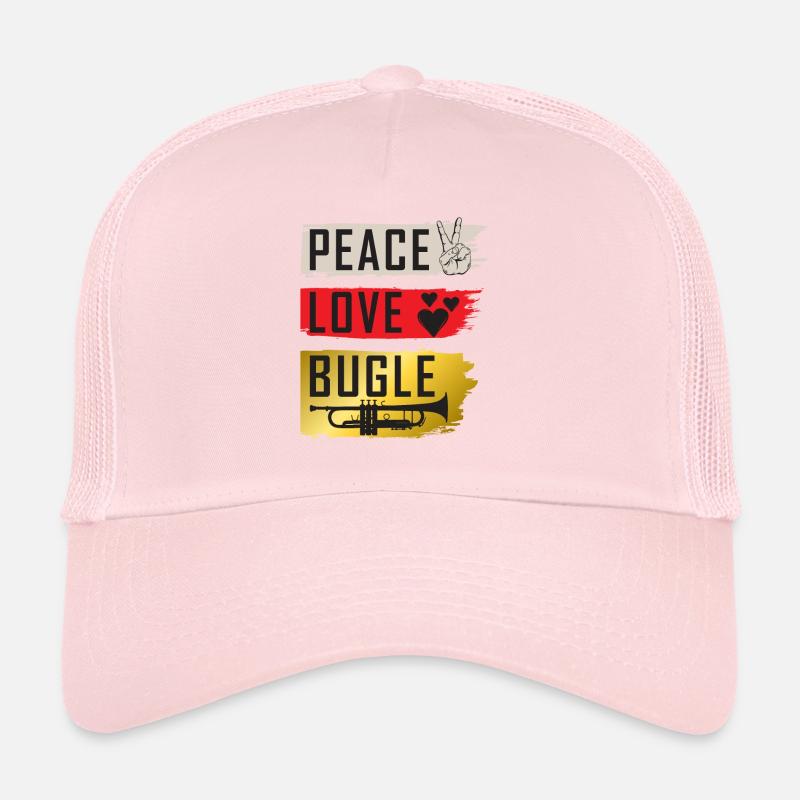 Peace Love Bugle Drumline Music Bugle Trucker Cap
