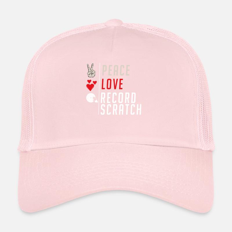 Peace Love Record Scratch Sound Effect Trucker Cap