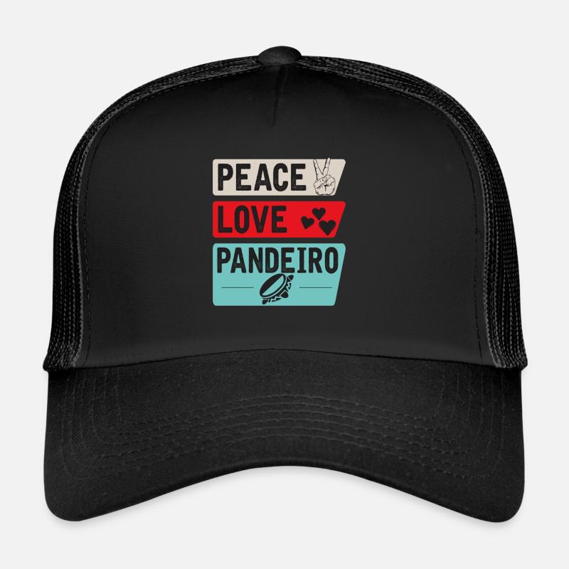 Peace Love Pandeiro Drum Trucker Cap