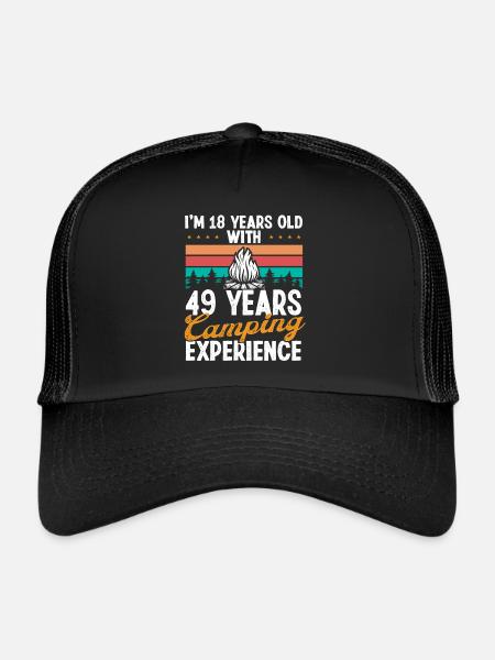 Camping-car de 67 ans Camping Mountains 67 Anniversaire - Casquette trucker  - noir/noir - Devant