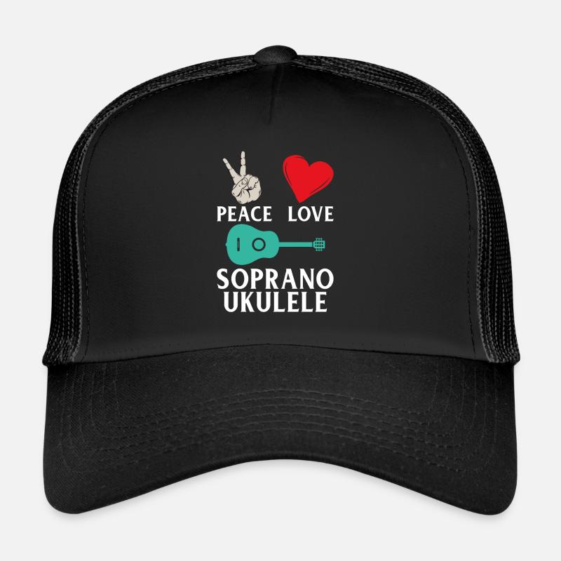 Peace Love Soprano Ukulélé Instrument Casquette trucker 