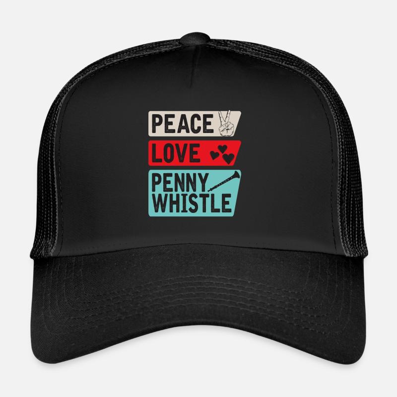 Peace Love Penny Instrument de sifflet Casquette trucker 