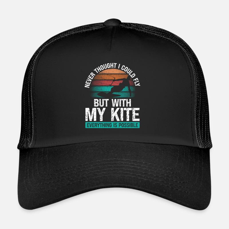 Vintage Kite Kiteboarder Kitesurfing Retro Kite Trucker Cap
