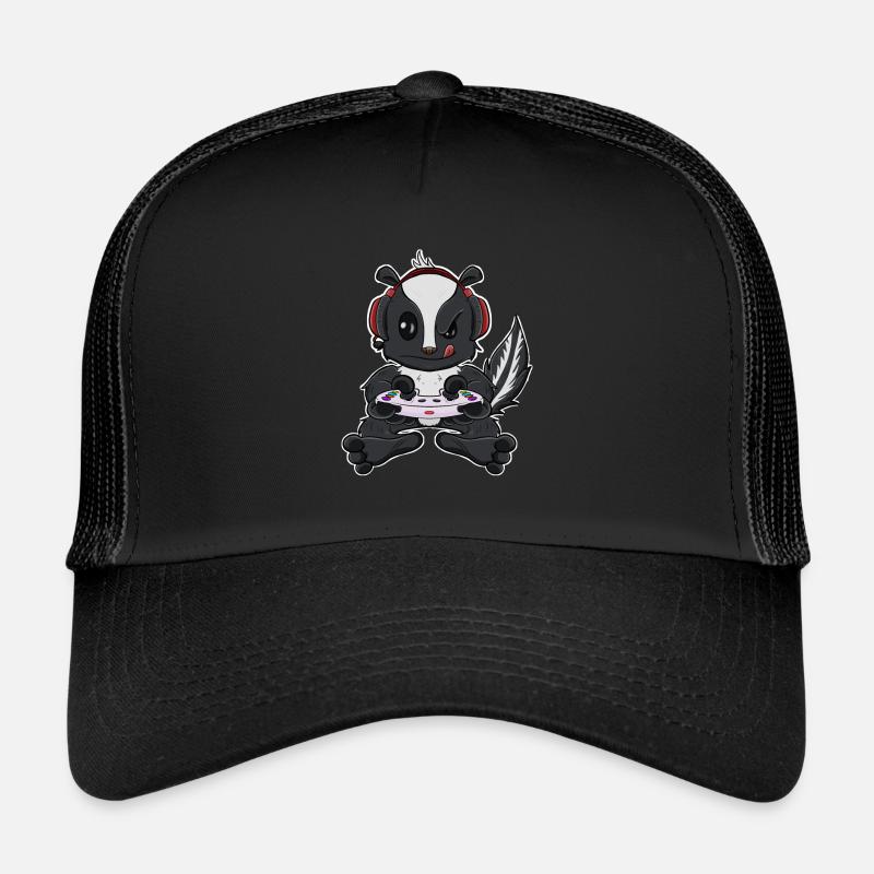 Skunk With Gaming Controller I Funny Gaming I Trucker Cap