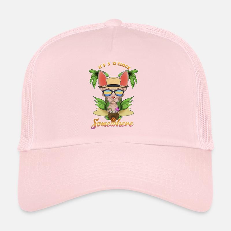 It Is 5 OClock Somewhere Drinking Sphynx Cat Trucker Cap