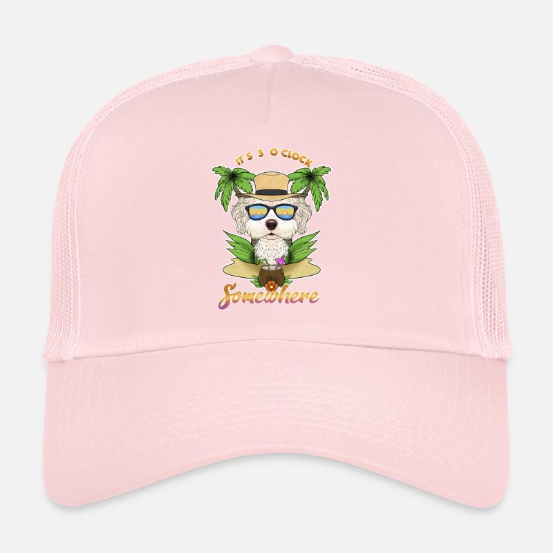 It Is 5 OClock Somewhere Drinking Bichon Frise Trucker Cap