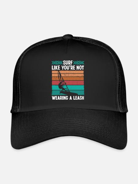 Windsurfing Vintage Wearing Leash Retro Windsurfer - Trucker Cap - black/black - Front