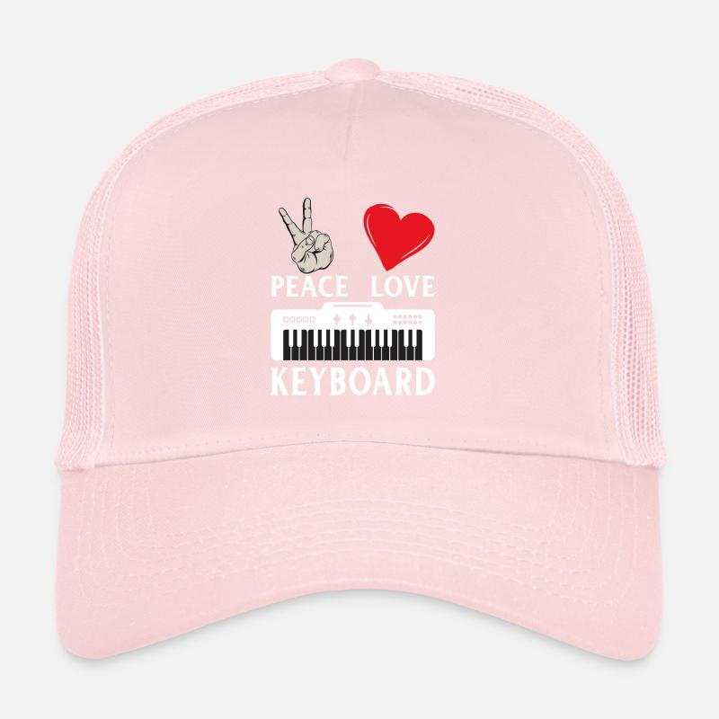 Peace Love Keyboard Piano Keyboard Casquette trucker 