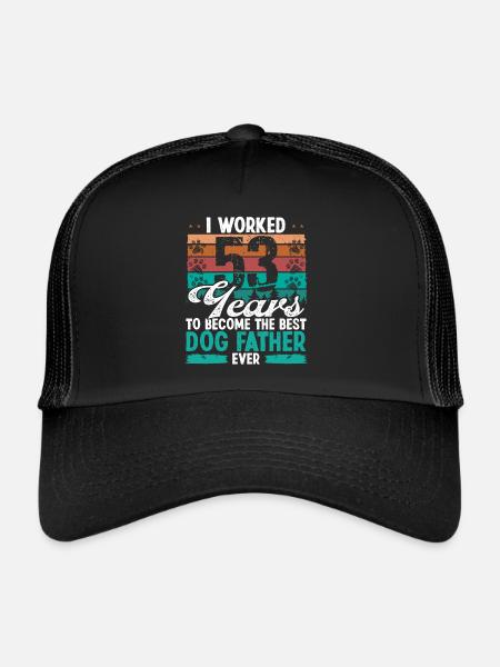 53 Year Old Best Dog Father 53 Birthday Dog Dad - Trucker Cap - black/black - Front