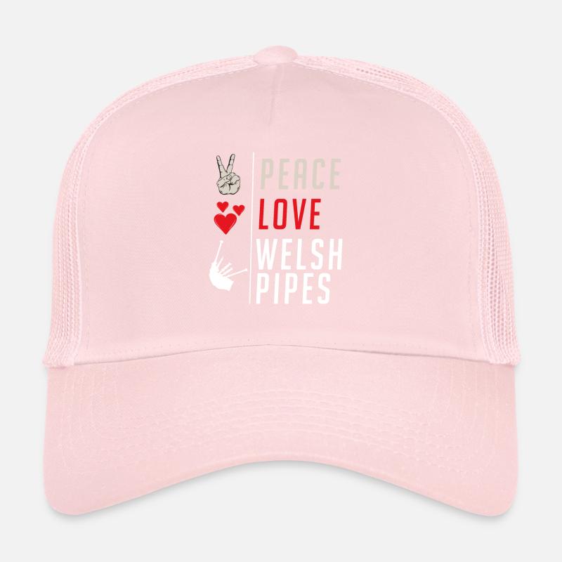 Peace Love Welsh Pipes Cornemuse galloise Casquette trucker 