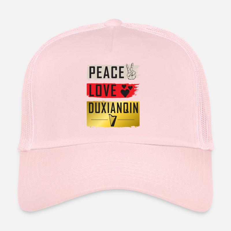 Peace Love Duxianqin String Instrument Trucker Cap