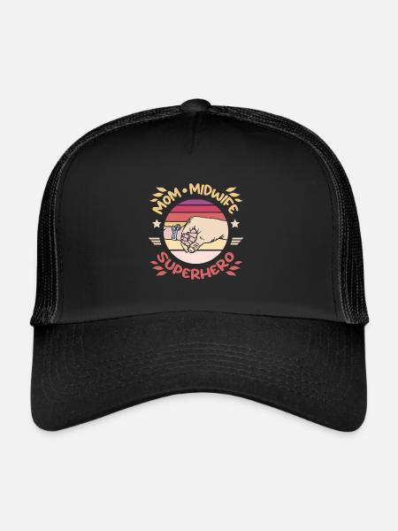 Maman sage-femme super-héroïne - Casquette trucker  - noir/noir - Devant