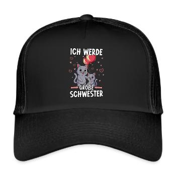 Ich Werde Große Schwester - Trucker Cap - Schwarz/Schwarz - Vorne